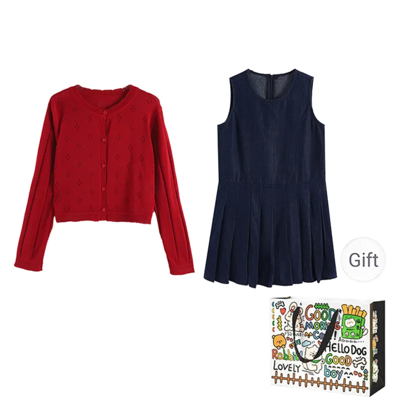 Dippanis Skirt Set Women's Red Top/Tank Dress-0