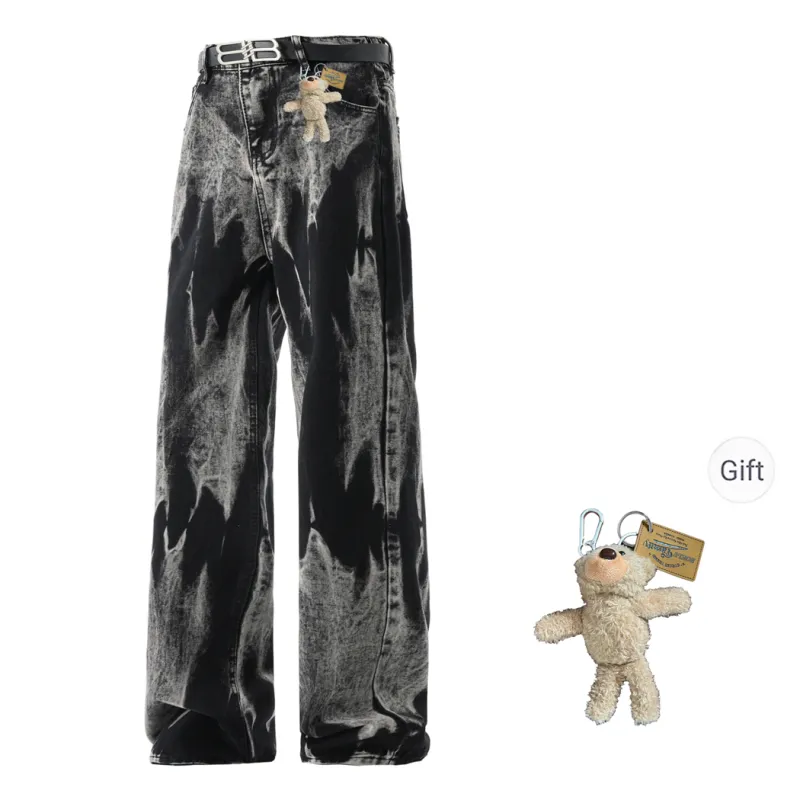 HOKLV Jeans Unisex Black-0