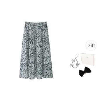 Fstudio Korean Style Petite High Rise A Line Slimming Half Length Casual Long Skirt Women's Gray
