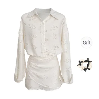 CPAURA Long Sleeved Dresses Women's Moon White