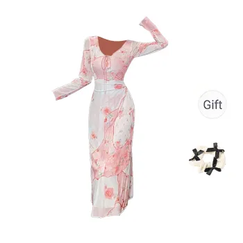 CPAURA Long Sleeved Dress Women's Pink