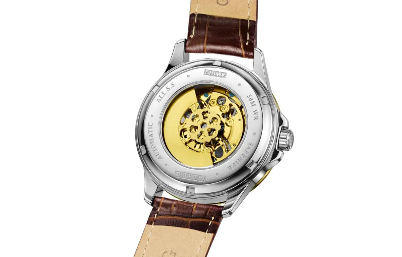 STARKING Mechanical Movement Stainless Steel Watchband Watch Men's Watches Cut-Out Dial-12