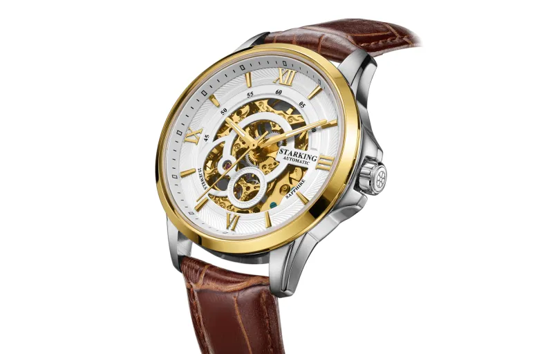 STARKING Mechanical Movement Stainless Steel Watchband Watch Men's Watches Cut-Out Dial-1