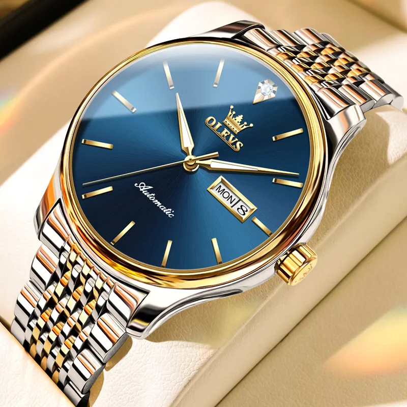 OLEVS Play The Cool Series Mechanical Movement Stainless Steel Watchband Watch Men's Watches White Dial-46
