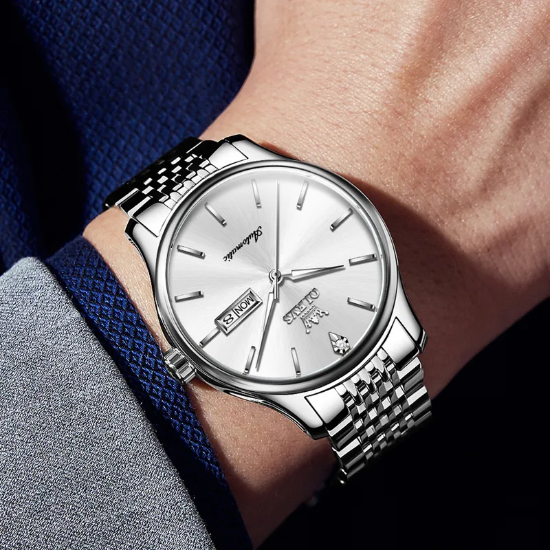 OLEVS Play The Cool Series Mechanical Movement Stainless Steel Watchband Watch Men's Watches White Dial-29