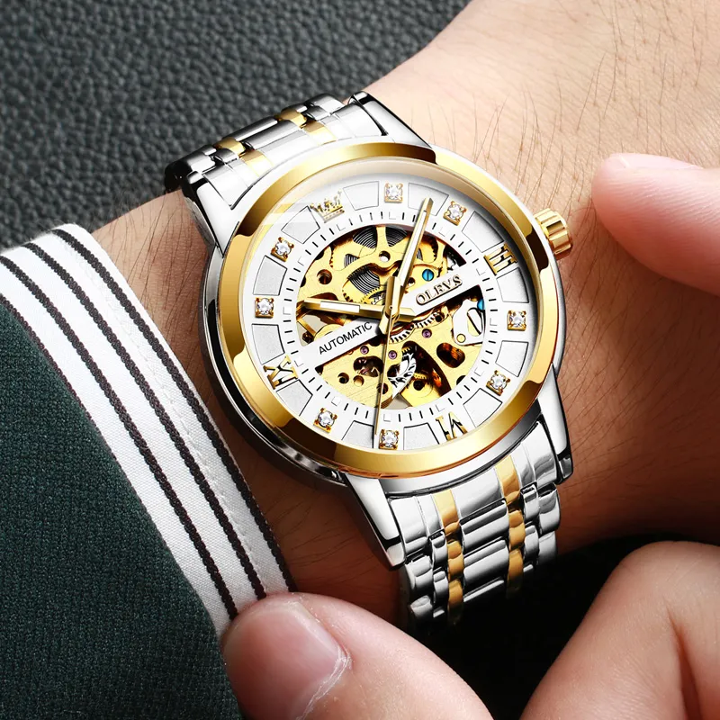 OLEVS Play The Cool Series Mechanical Movement Watch Men's Watches White Dial-2