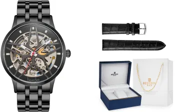 Bestdon Automatic Mechanical Movement Stainless Steel Watchband Men's Watches Black Dial