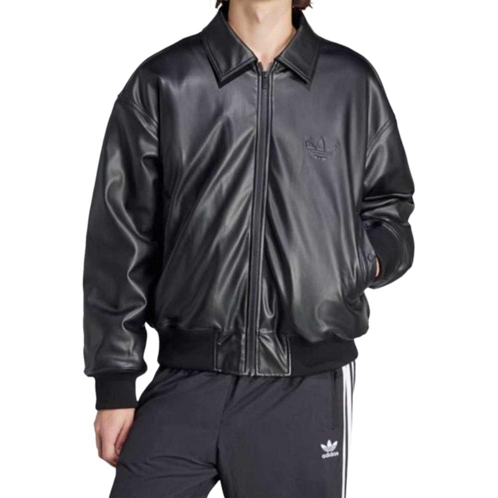 Adidas black leather jacket best sale