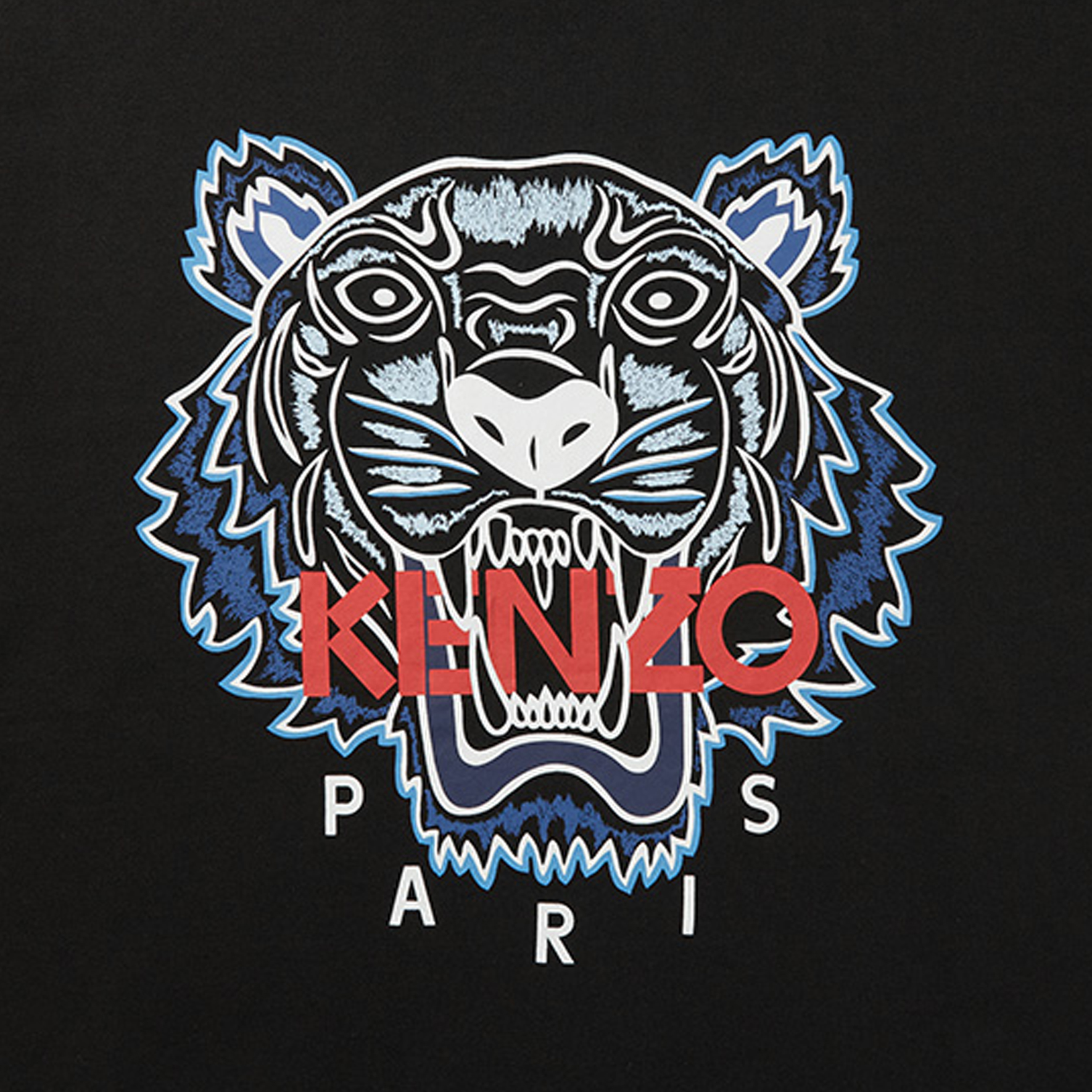 KENZO FW23 Tiger Head Logo Printed T shirt Shirt Men s Black POIZON