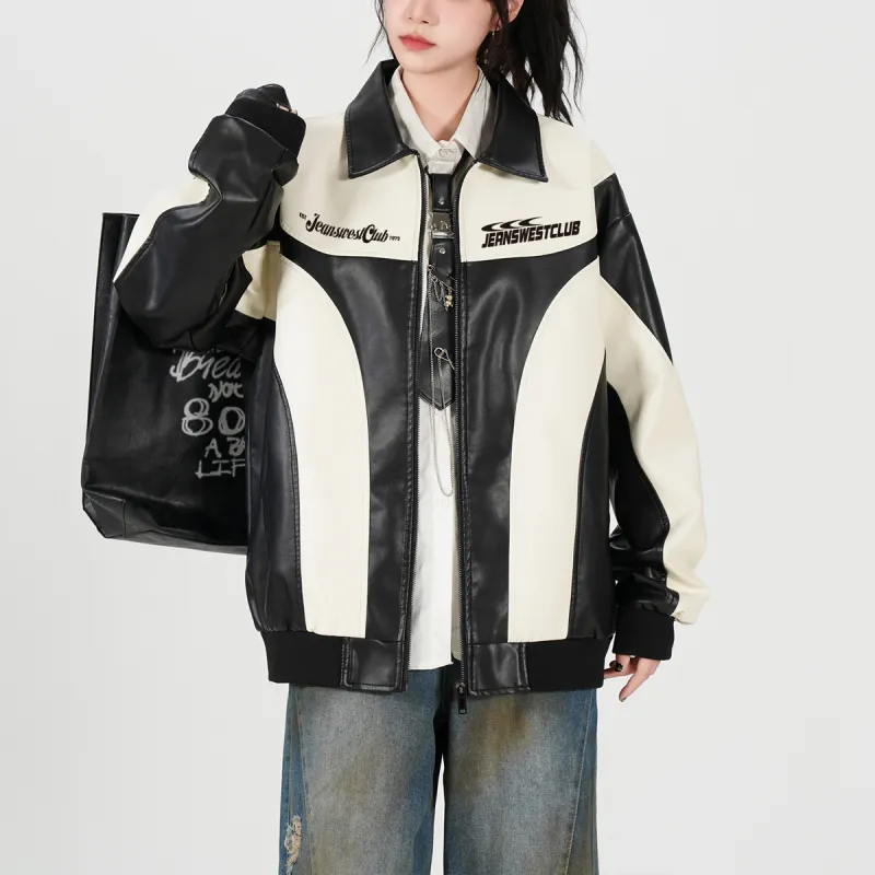 JEANSWEST CLUB Leather Jacket Unisex White Gold-2