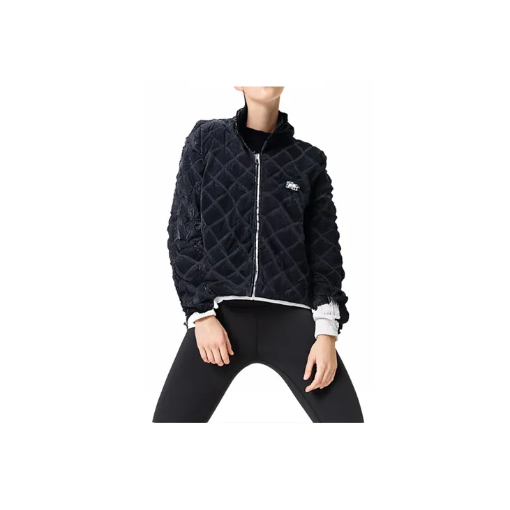 QIAODAN Velvet Jackets Women's Black Floral-4
