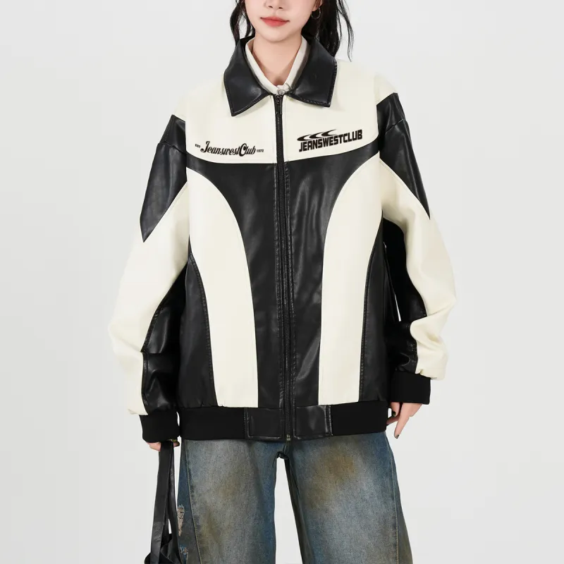 JEANSWEST CLUB Leather Jacket Unisex White Gold-3