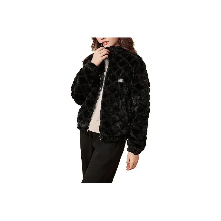 QIAODAN Velvet Jackets Women's Black Floral-2