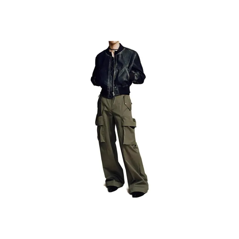 OPICLOTH Cargo Pants Unisex Gray Green-2