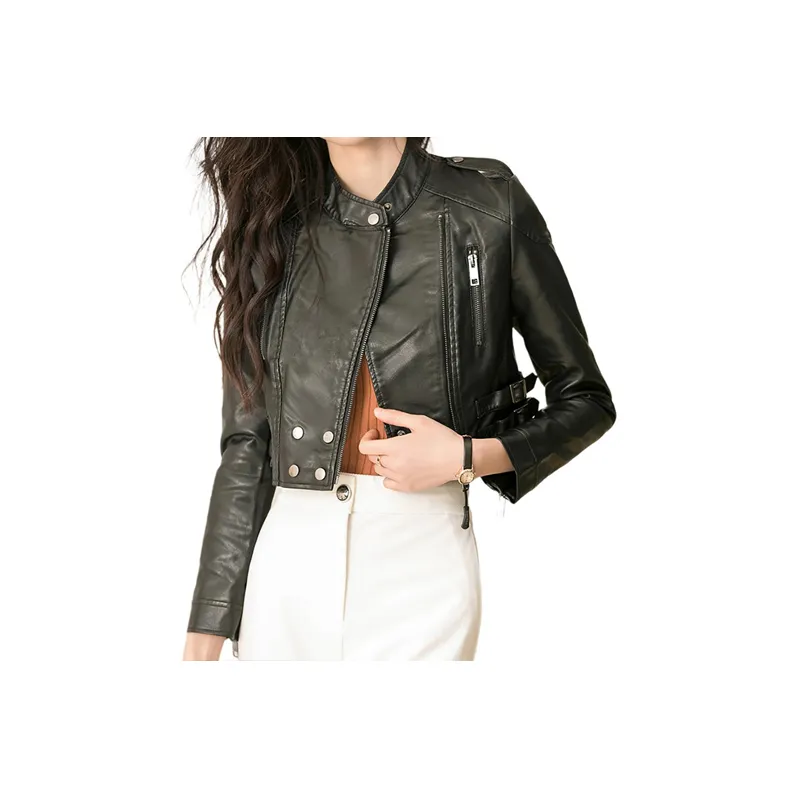 COMBO Leather Jacket Women's Black-3