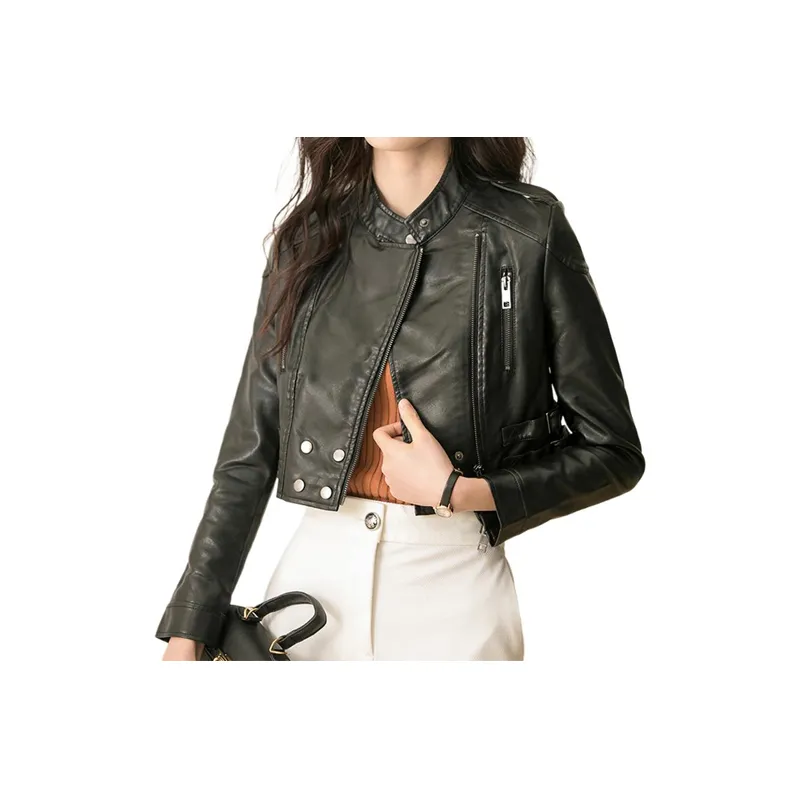 COMBO Leather Jacket Women's Black-2