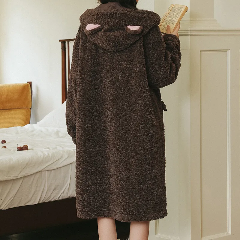 B.Duck Velvet feel Coat Women's Dark Coffee-2