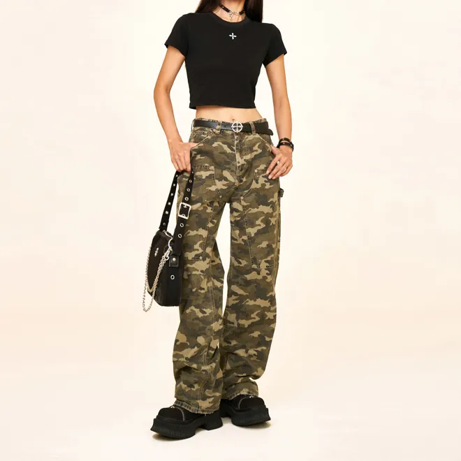 SMFK Wild World Wild World Series Cargo Pants Women's Green Camouflage-8