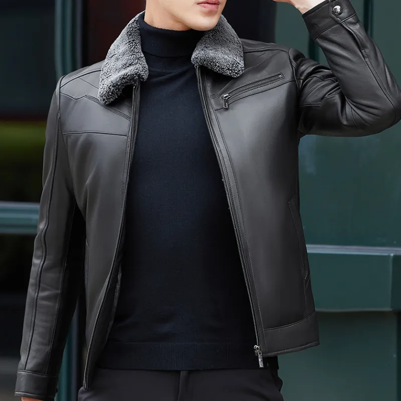 KAISER Leather Jacket Men's Black-2
