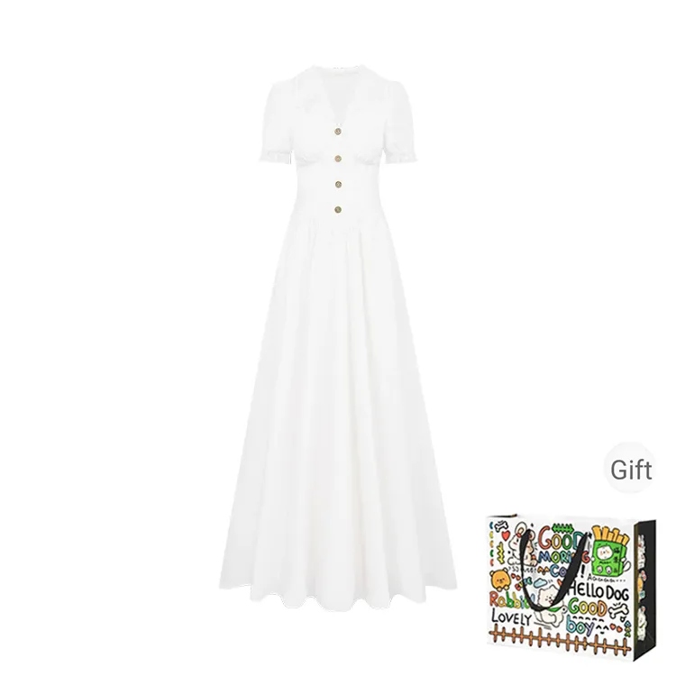 HAPG Short Sleeved Dress Women's White-0