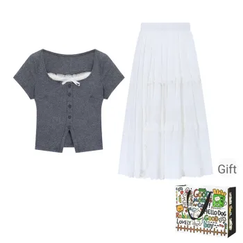 HAPG Skirt Set Women's Gray+White