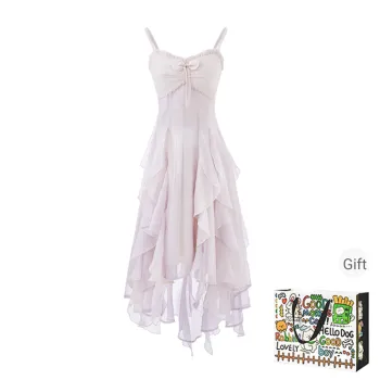 HAPG Slip Dress Women's Flowing Sheer Pink