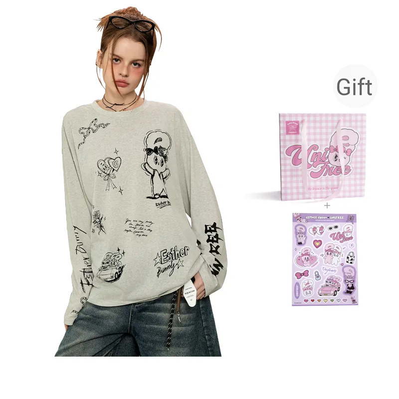UNIFREE x [UNIFREE X Drop Shoulder Sleeve T Shirt Women's-0
