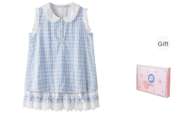 Tokyo Season Sleeveless Dress Women's Gift Box Set, Blue And White Plaid