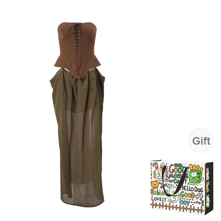Dippanis Sleeveless Dress Women's Coffee-0