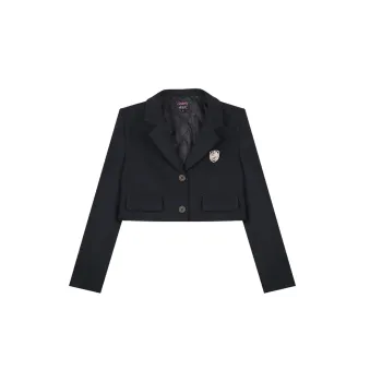 ANNIBUHUO Cropped Coats Women's Black