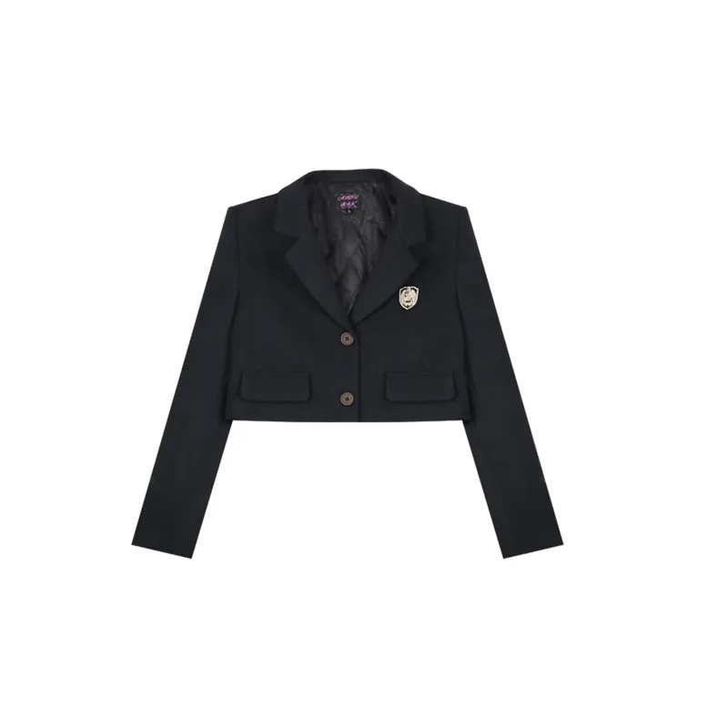 ANNIBUHUO Cropped Coats Women's Black-0