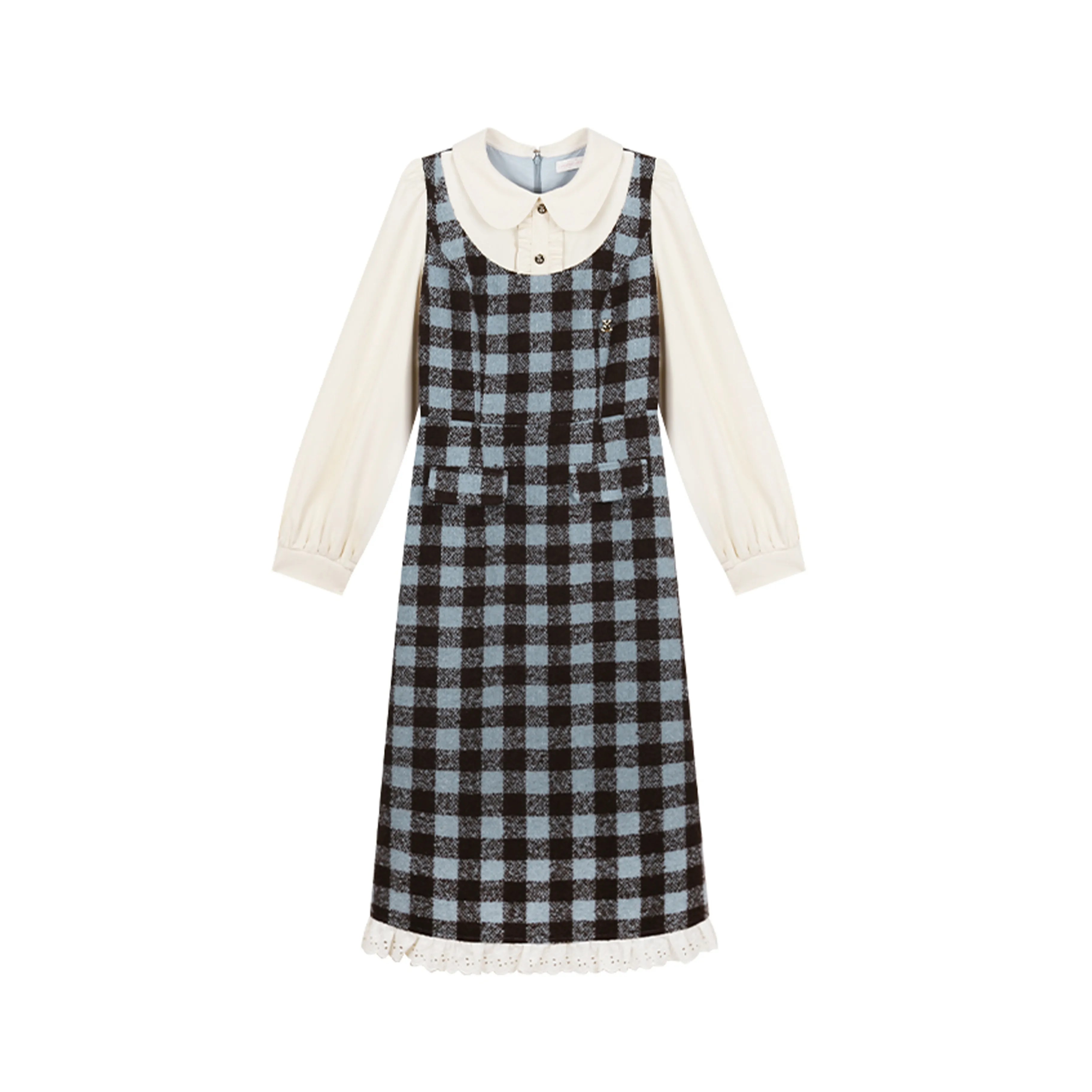 ANNIBUHUO Long-Sleeved Dresses Women's Black White
