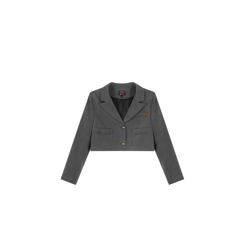 ANNIBUHUO 2024 Fall Cropped Coat Women's Dark Gray-0