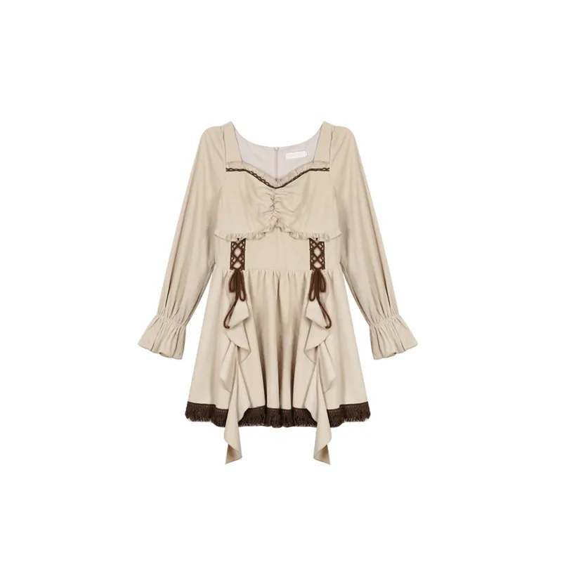 ANNIBUHUO Long-Sleeved Dresses Women's-0
