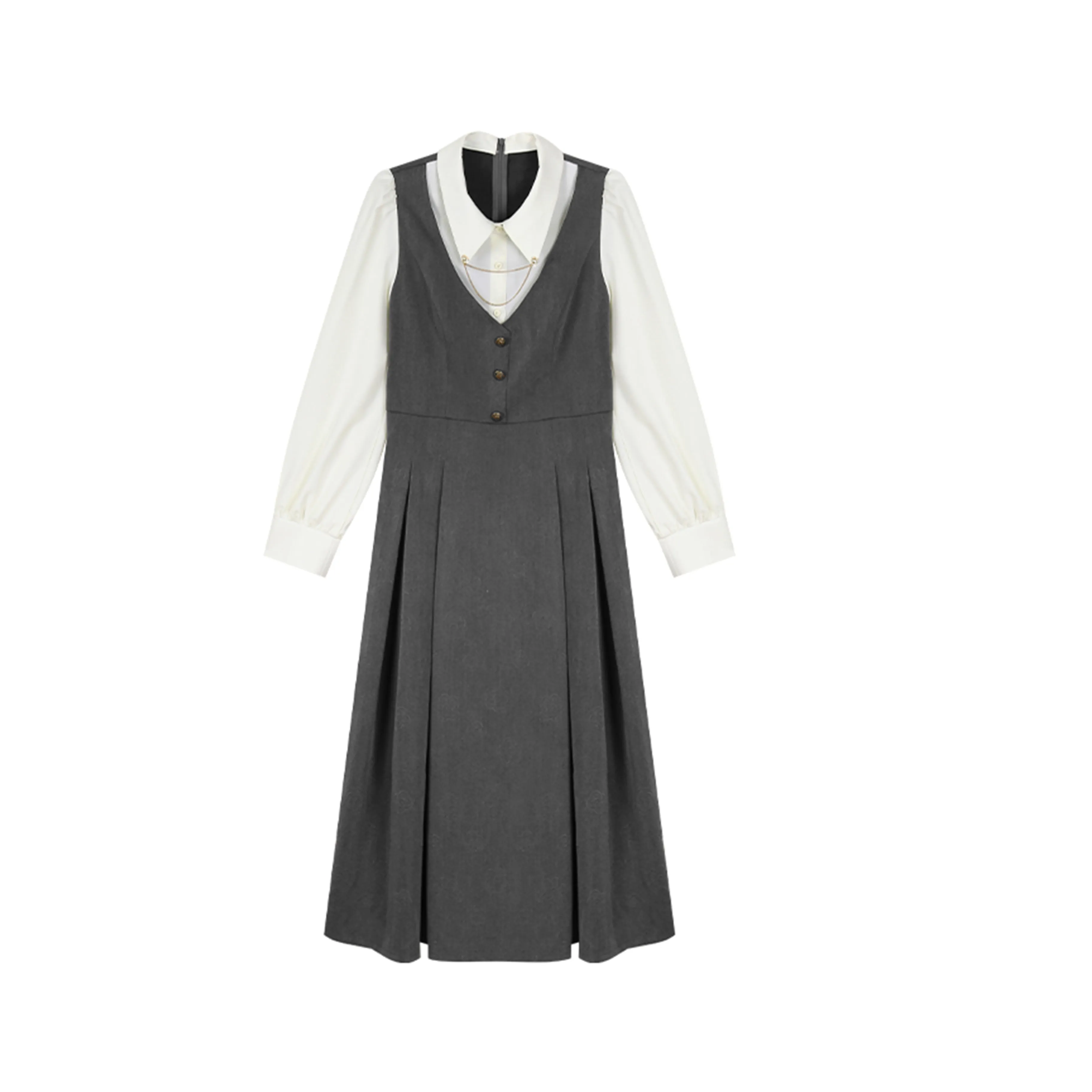 ANNIBUHUO Long Sleeved Dresses Women's Dark Gray