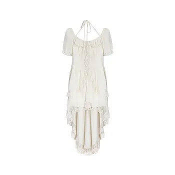 ANNIBUHUO Short Sleeved Dresses Women's Apricot