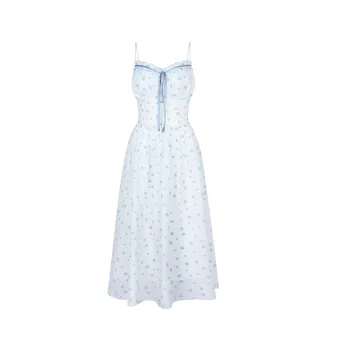 ANNIBUHUO Slip Dress Women's Blue