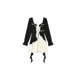 ANNIBUHUO Long Sleeved Dresses Women's Black