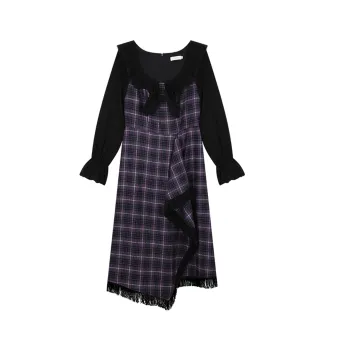 ANNIBUHUO Long Sleeved Dress Women's Purple