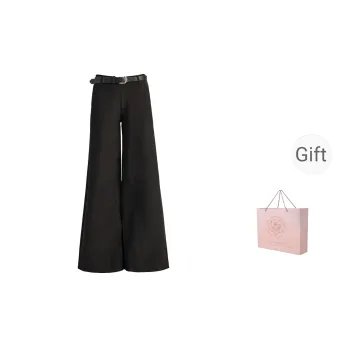 ZAZN Casual Pants Women's Black Strap With Belt