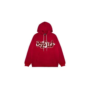 KZDALL Towel Embroidered Hoodie Sweatshirt Unisex Red