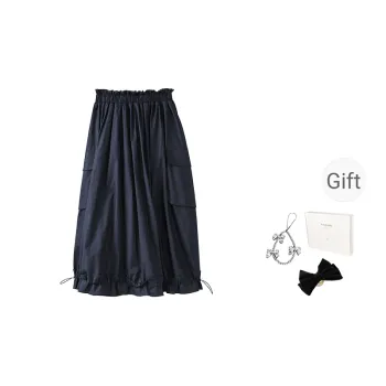 Fstudio Summer Korean Preppy Style Sweet Style 100% Cotton Lace Trims Half Length Casual Long Skirt Women's