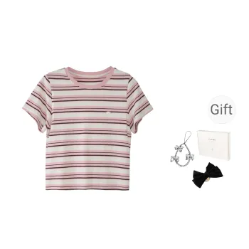 Fstudio Korean Style Petite Crew Neck Comfortable Casual Short Sleeved T Shirts Women's Pink