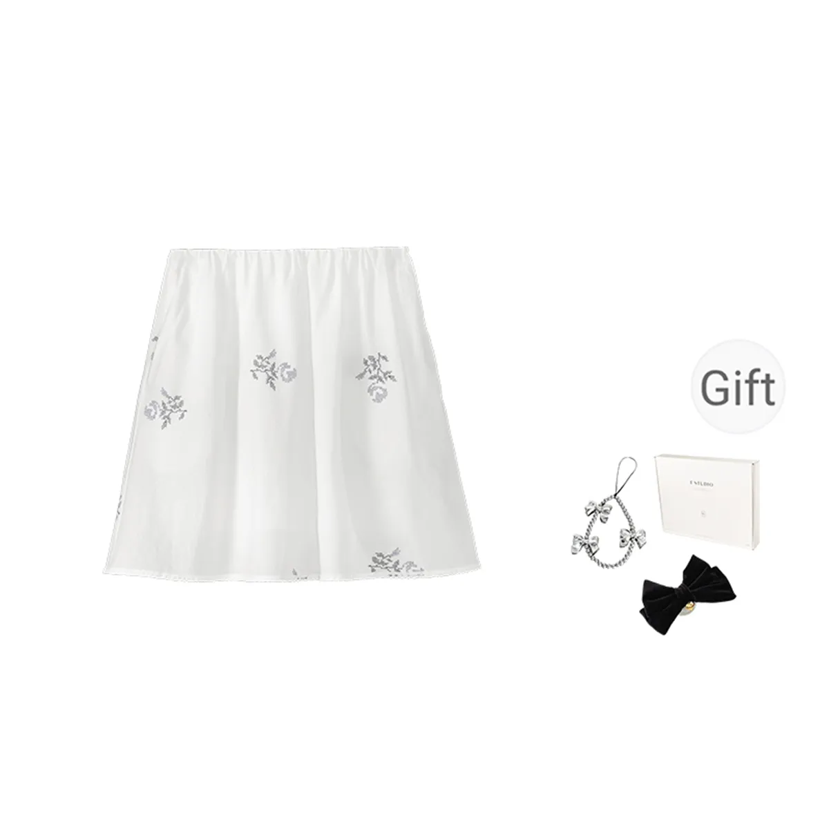 Fstudio Korean Style Petite 100% Cotton Design Embroidery Casual Short Skirts Women's White