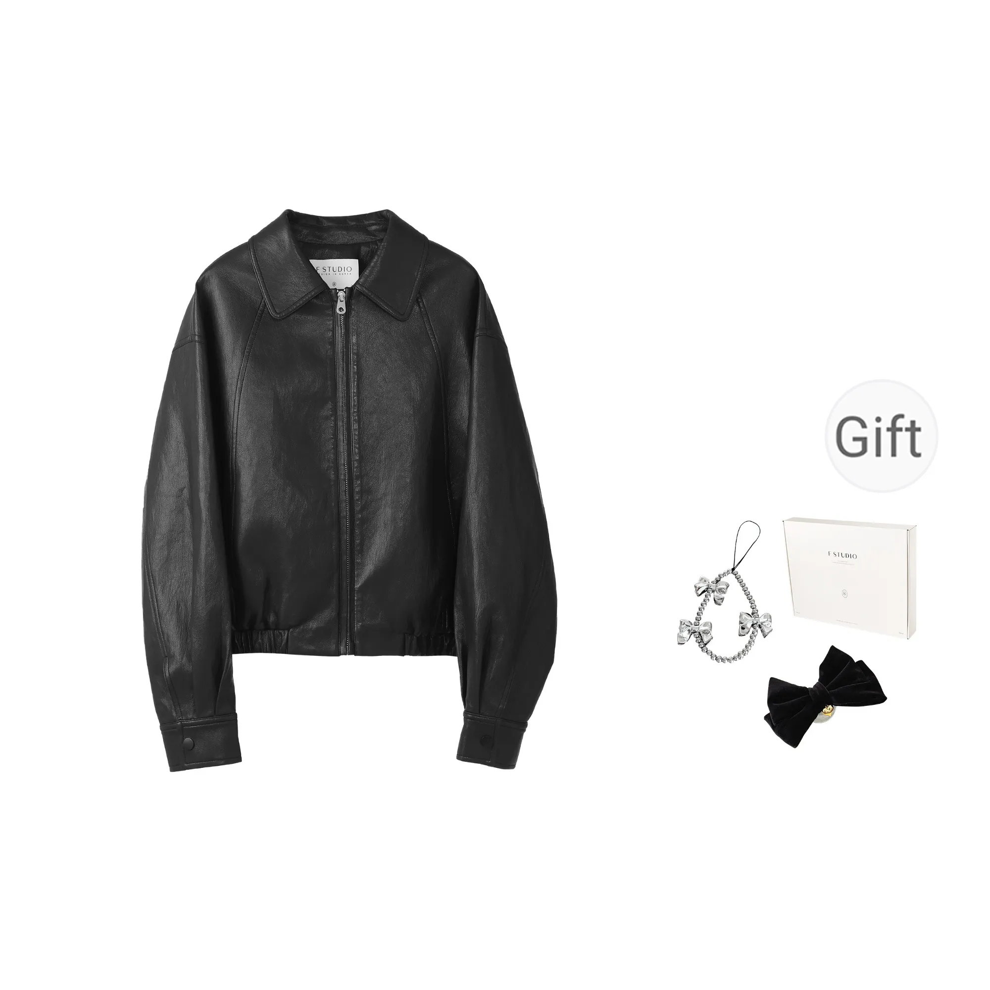 Fstudio Bain Style Korean Petite Travel Women's Apparel Multicolor Cropped PU Leather Jacket Women's
