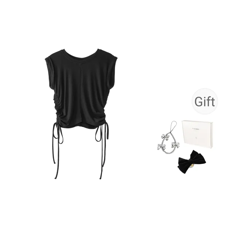 Fstudio Korean Style Minimalist High Rise Slimming Shirring Sleeveless T Shirt Women's-0