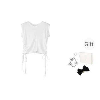 Fstudio Korean Style Minimalist High Rise Slimming Shirring Sleeveless T Shirt Women's