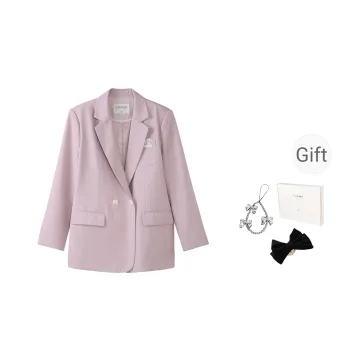 Fstudio Early Spring Korean Style Design-Driven Loose Fit Business Suit Coat Women's Pink