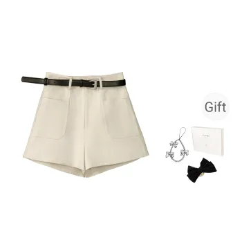 Fstudio Korean Style 100% Cotton High Rise Slimming Casual Shorts Women's Ecru