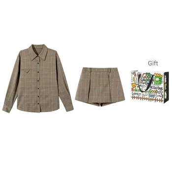 BVODE Skirt Set Women's Vintage Brown